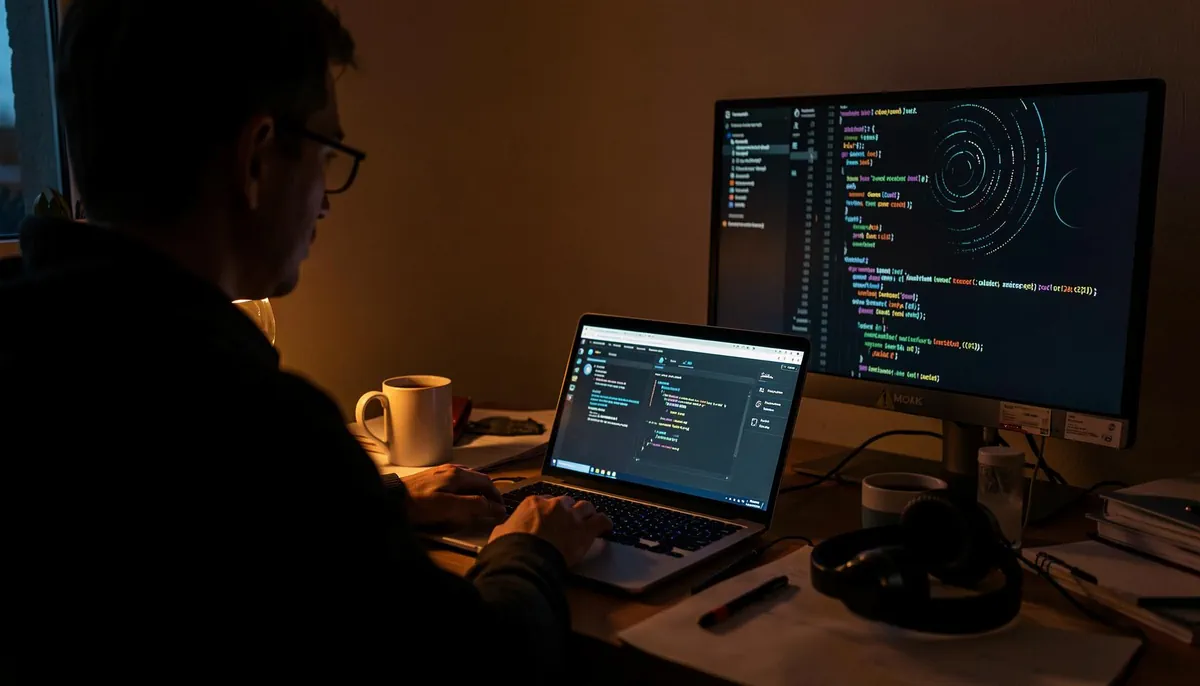 Remote AI coding jobs on the rise as a developer works from home, reflecting the growing trend in AI developer tools jobs and future tech careers.
