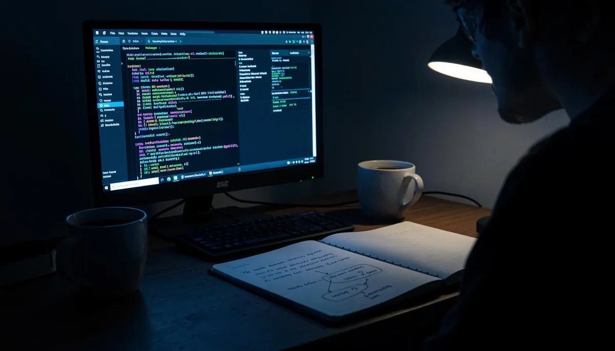 Home office setup with a monitor analyzing network traffic, representing the growing field of remote AI security jobs addressing threats like the BadHost vulnerability.