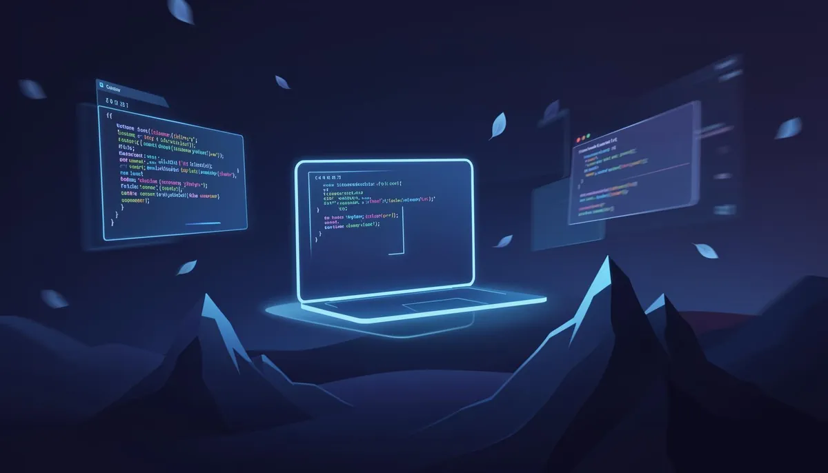 Abstract representation of a remote developer's career journey, highlighting challenges like job hopping and culture fit in tech roles.