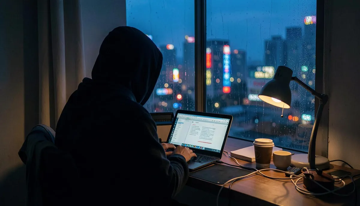 A freelance developer works late in a home office in China, symbolizing the rise of remote tech careers amid the expanding gig economy job market.