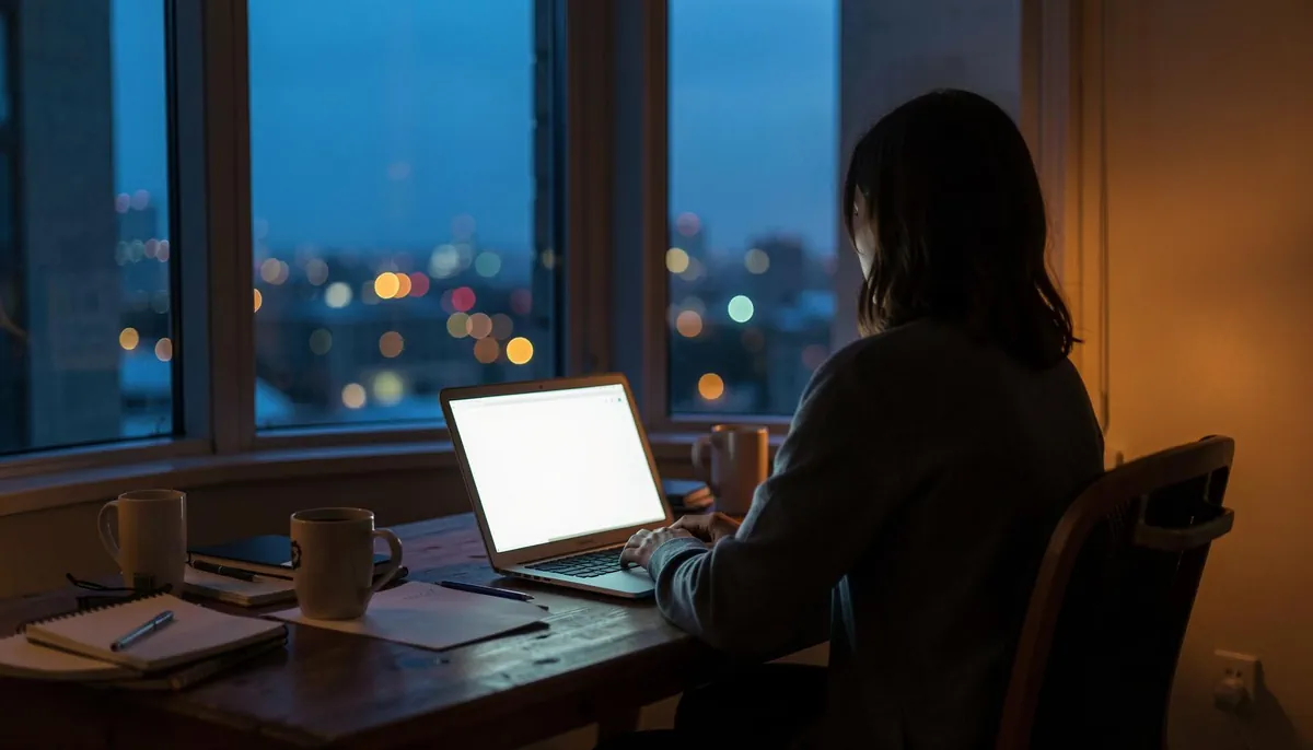 Home office scene symbolizing remote tech layoffs support 2026, showing resilience during career transition in the AI and cloud job market