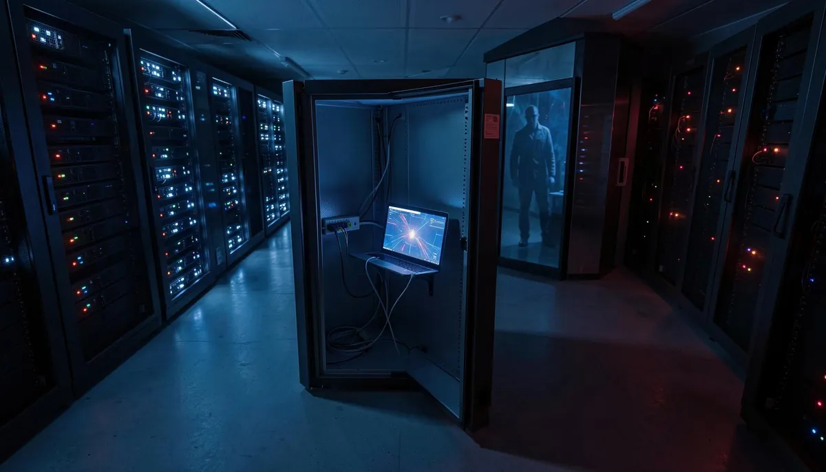 Server rack in a data center environment, illustrating the context of SLSA provenance forgery within software supply chain security.