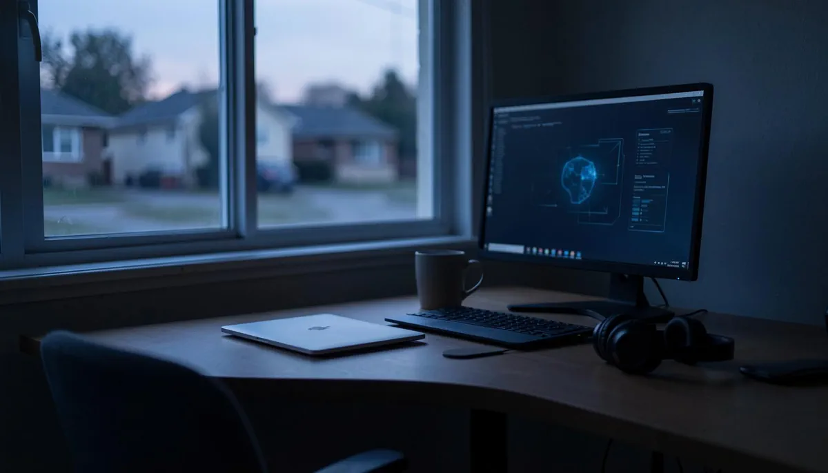 Empty remote workspace symbolizing tech career adaptation AI challenges and remote tech job cuts in 2026, reflecting industry shifts.