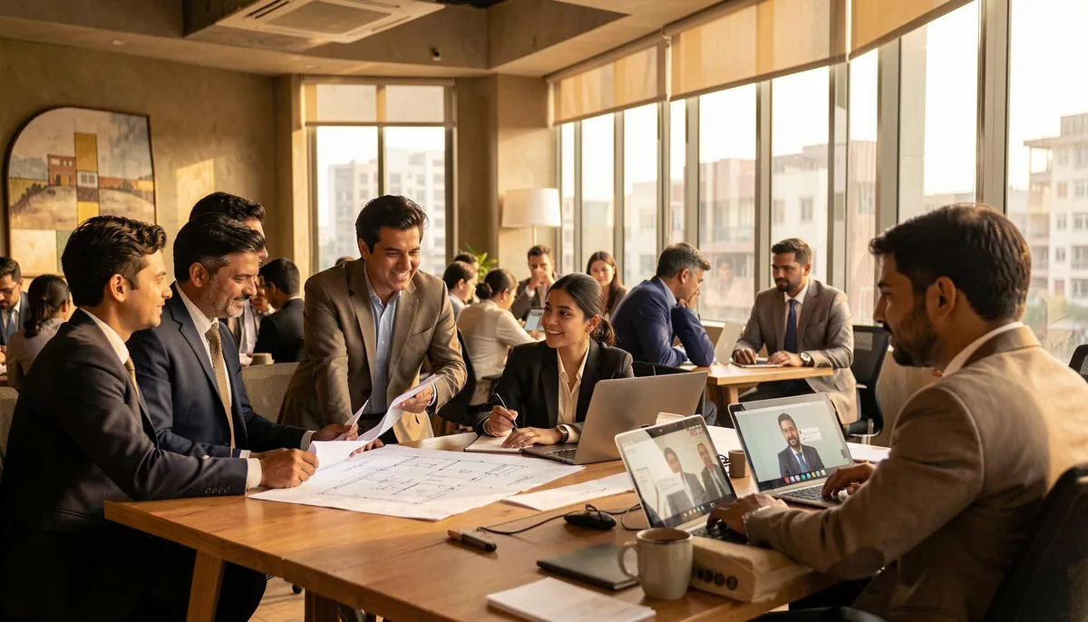 Professionals collaborating in a vibrant co-working space, reflecting growth in highest paying non-tech jobs in India 2026.