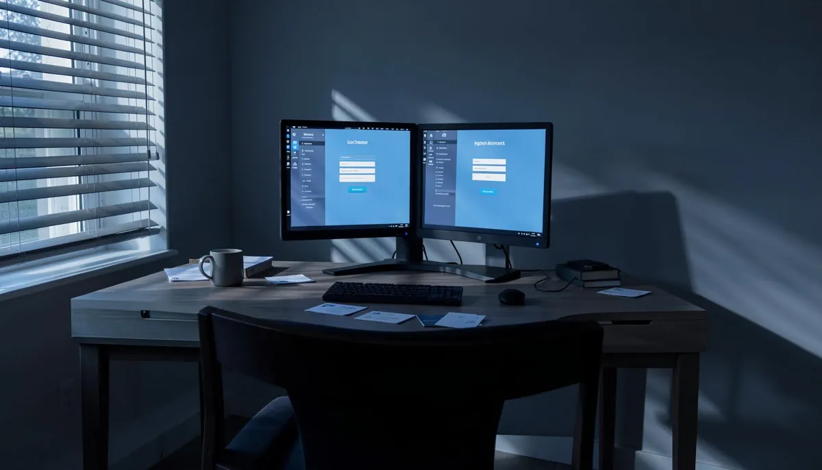 Empty home office setup reflecting the impact of X layoffs 2026 on remote tech workers and shifting job market dynamics.